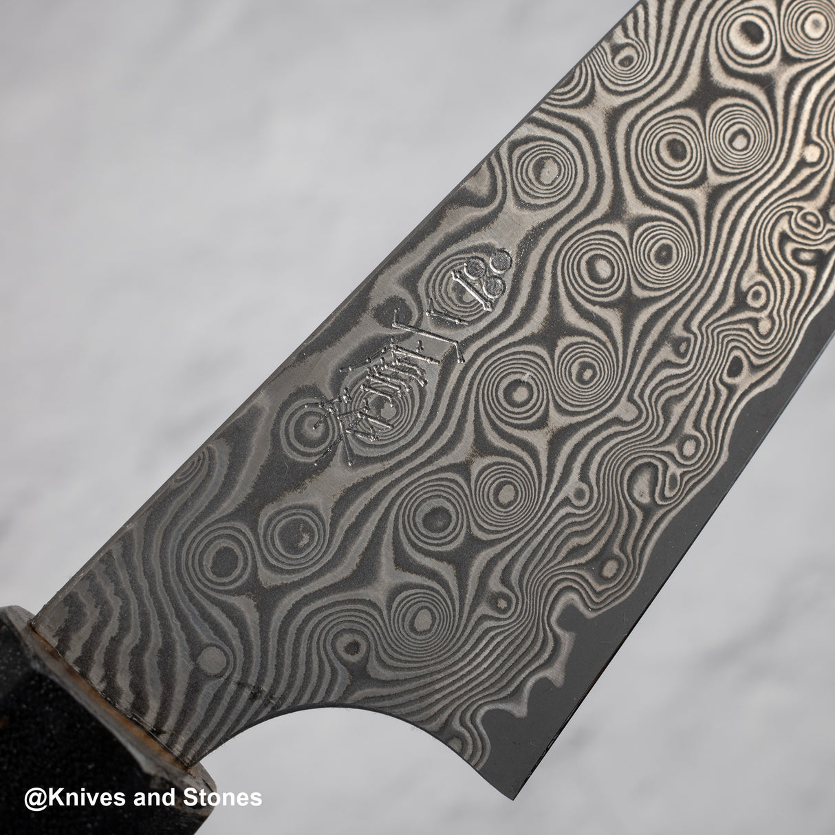 Nigara Anmon SG2 Raindrop Damascus Petty 120mm Birch Handle