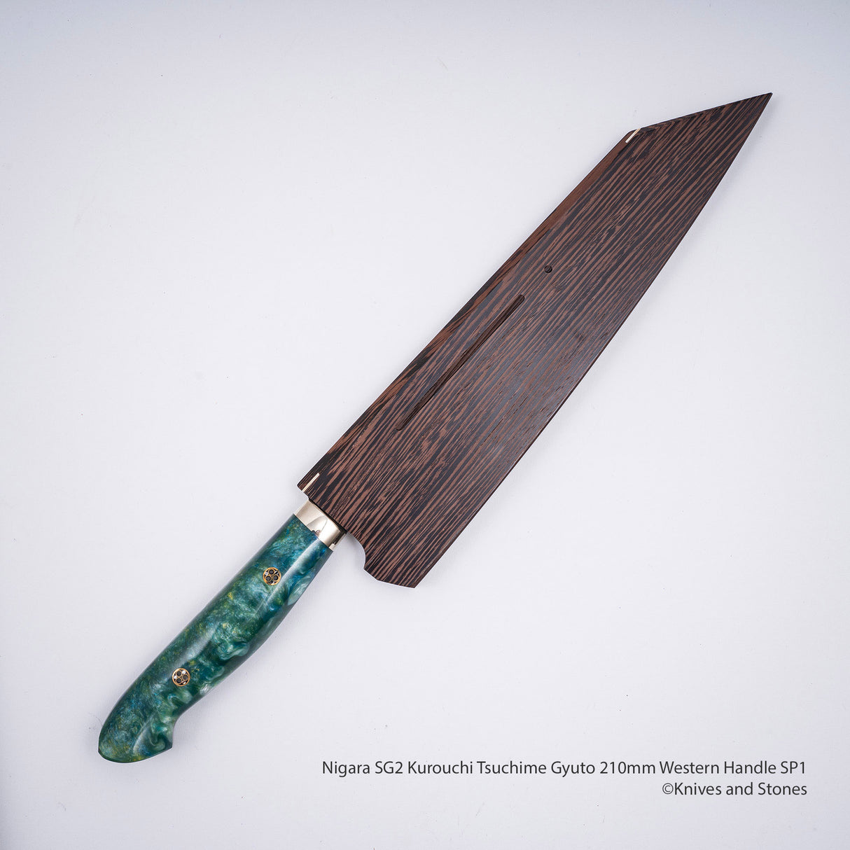 Nigara SG2 Kurouchi Tsuchime K-tip Gyuto 210mm Western Handle