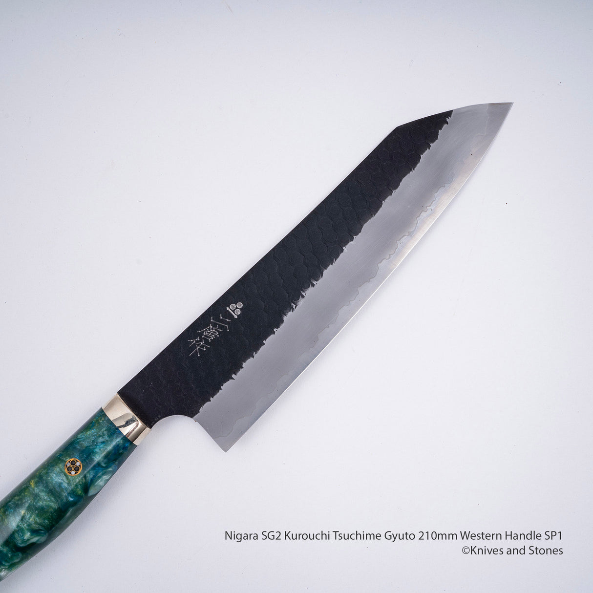 Nigara SG2 Kurouchi Tsuchime K-tip Gyuto 210mm Western Handle