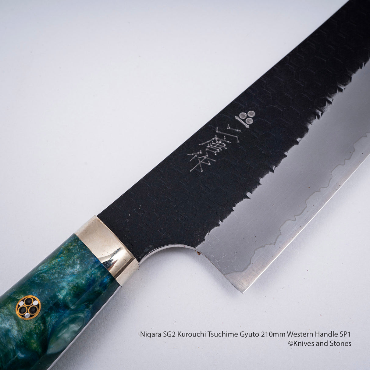 Nigara SG2 Kurouchi Tsuchime K-tip Gyuto 210mm Western Handle