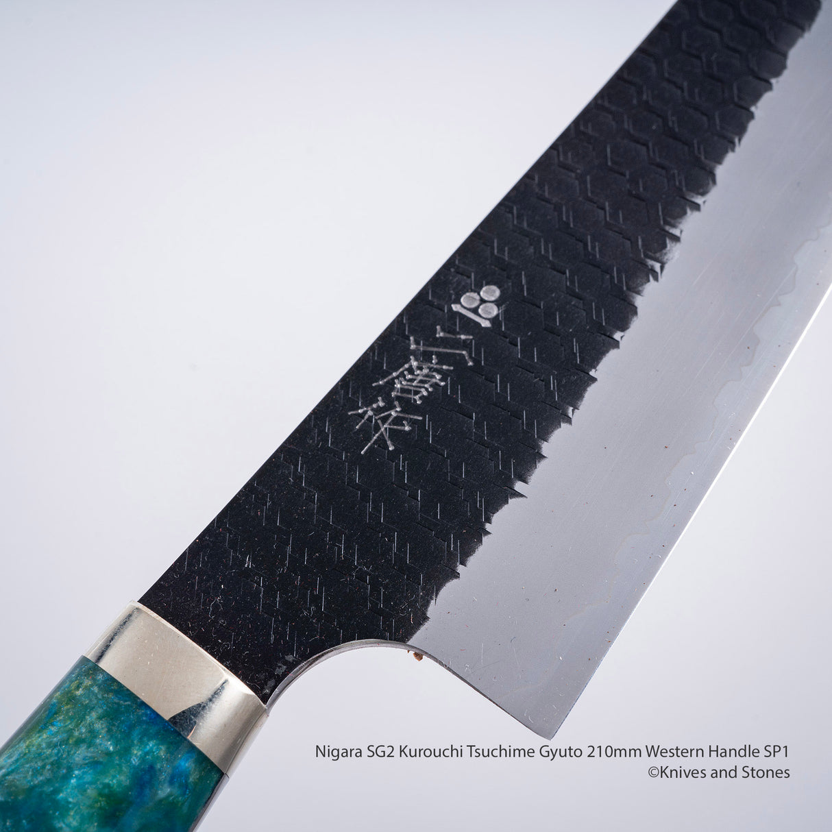 Nigara SG2 Kurouchi Tsuchime K-tip Gyuto 210mm Western Handle