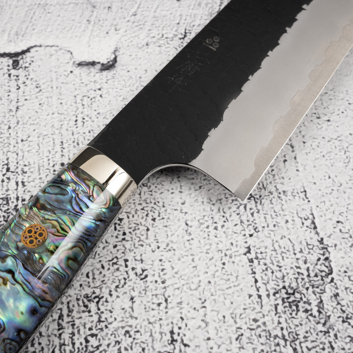 Nigara SG2 Mother-of-pearl K-tip Gyuto 240mm Kurouchi Tsuchime