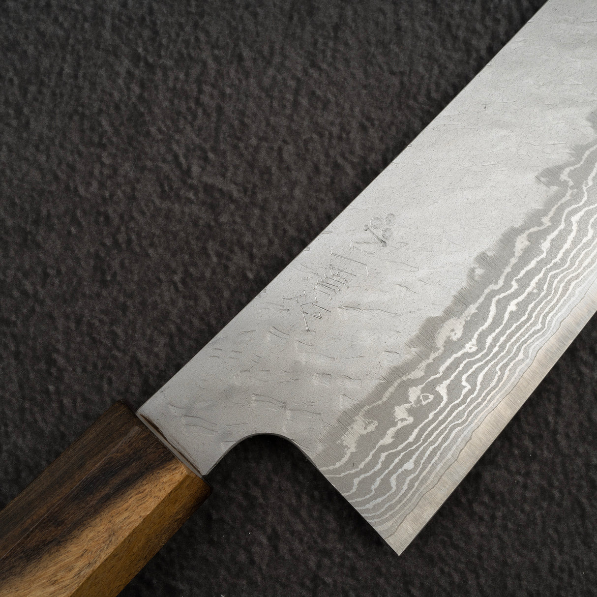 Nigara VG10 Damascus Tsuchime K-tip Gyuto 240mm Black Chacate Handle