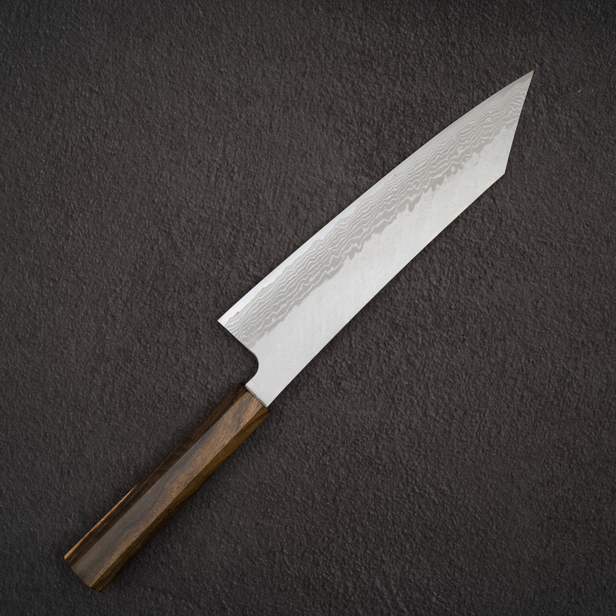 Nigara VG10 Damascus Tsuchime K-tip Gyuto 240mm Black Chacate Handle
