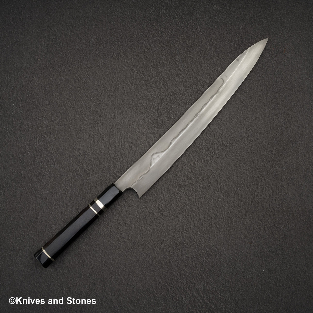 二唐 白一 水本燒 富士山刃文 柳刃 300mm