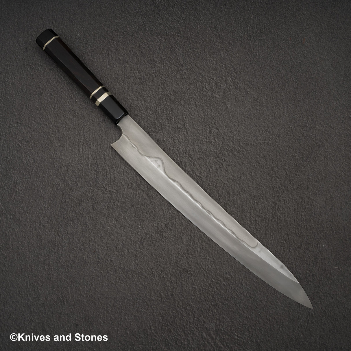 二唐 白一 水本燒 富士山刃文 柳刃 300mm