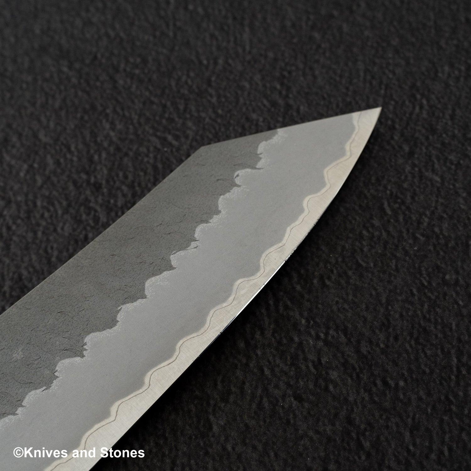 Nigara Aogami (Blue) Super Matt Migaki Tsuchime Finished Bunka 180mm Black Chacate