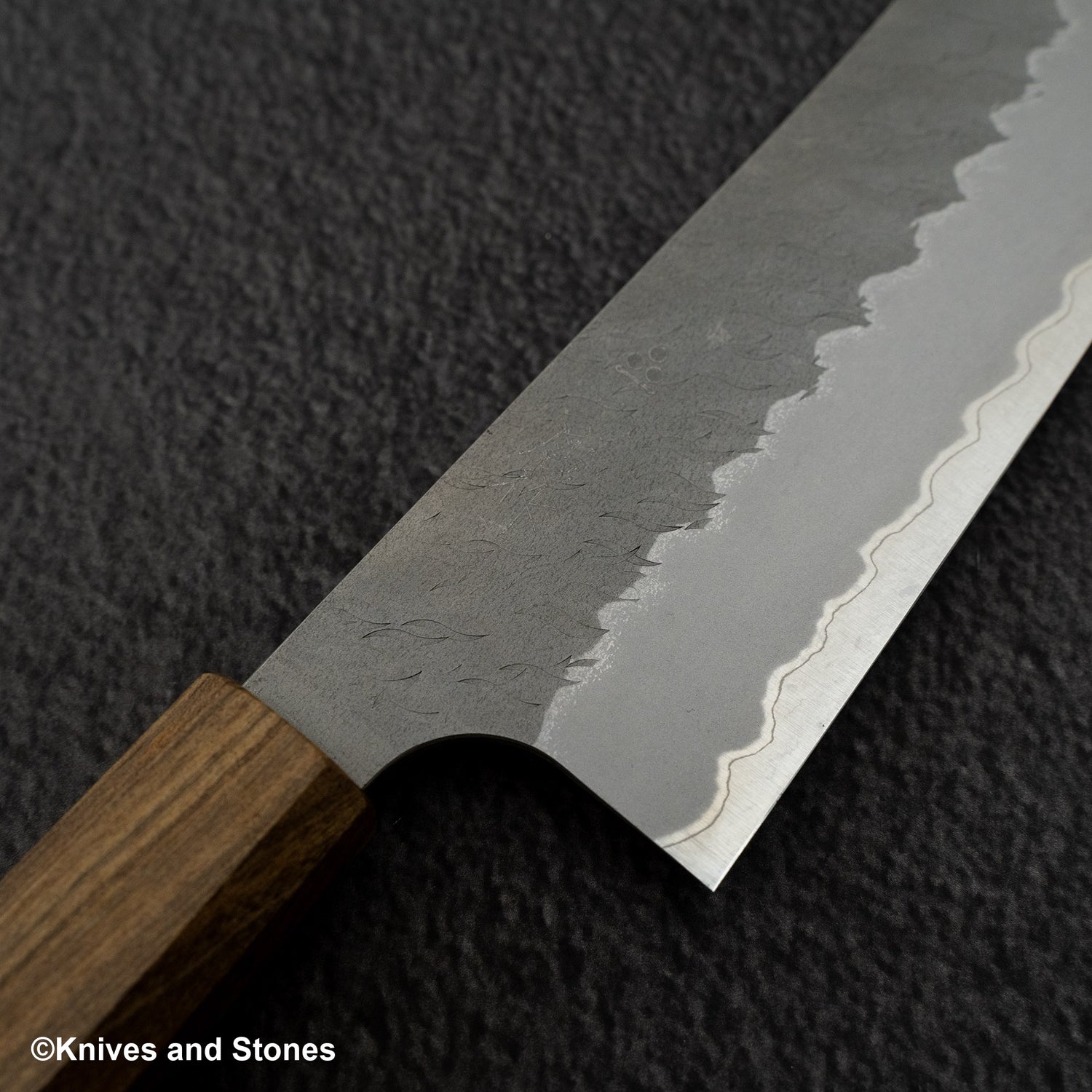 Nigara Aogami (Blue) Super Matt Migaki Tsuchime Finished Bunka 180mm Black Chacate