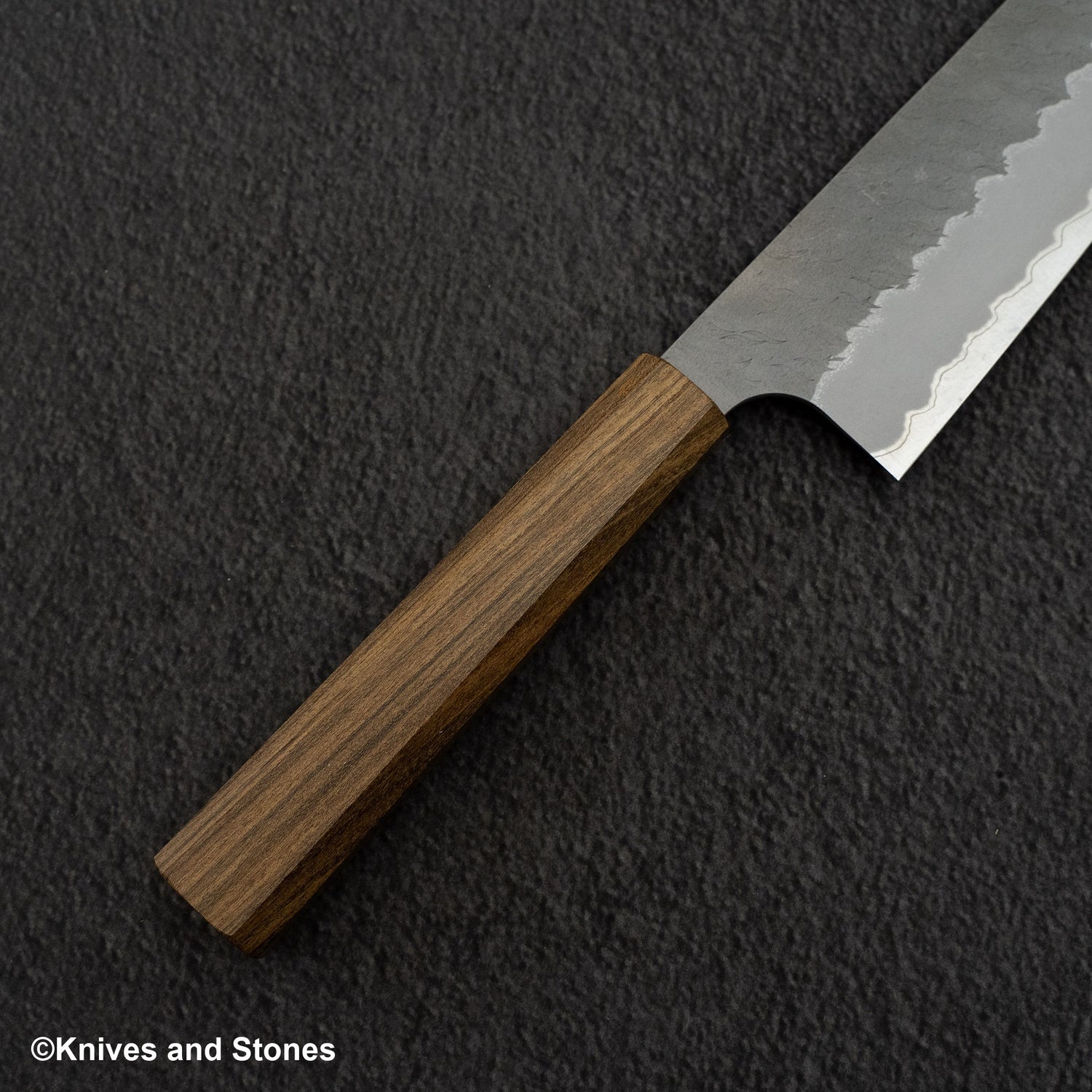 Nigara Aogami (Blue) Super Matt Migaki Tsuchime Finished Bunka 180mm Black Chacate