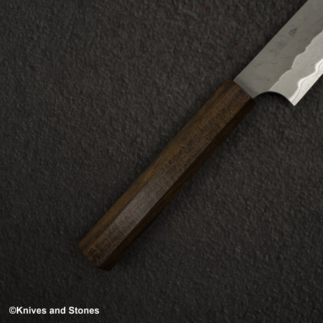 Nigara Aogami (Blue) Super Matt Migaki Tsuchime Finished Petty 150mm Black Chacate