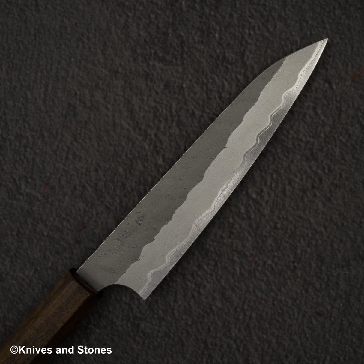 Nigara Aogami（藍色）超級霧面Migaki Tsuchime 成品 Petty 150mm 黑色 Chacate
