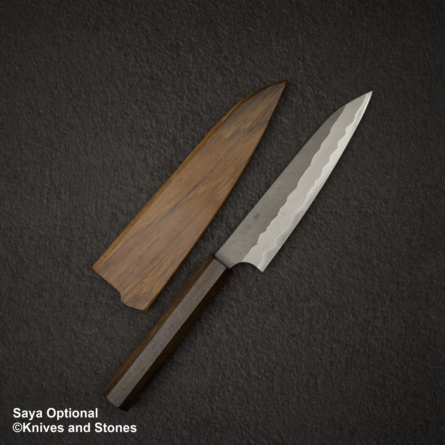 Nigara Aogami（藍色）超級霧面Migaki Tsuchime 成品 Petty 150mm 黑色 Chacate