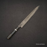 Nigara Ginsan Kurozome Damascus Sujihiki 300mm Birch Handle