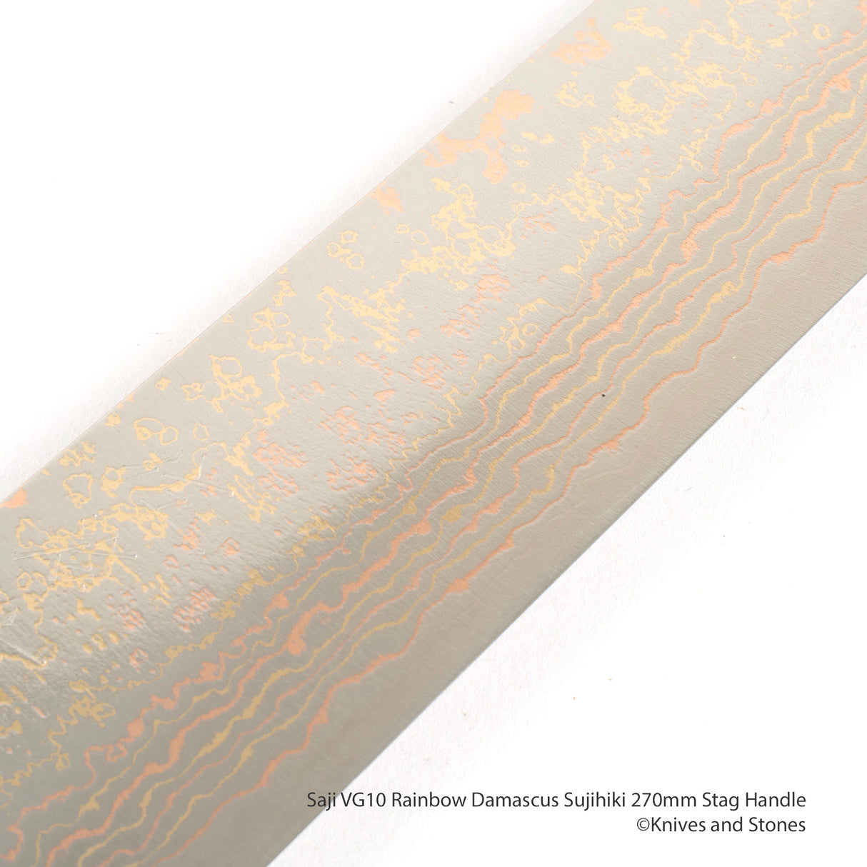 Saji VG10 Rainbow Damascus Sujihiki Ox Bone Handle 240/270 mm
