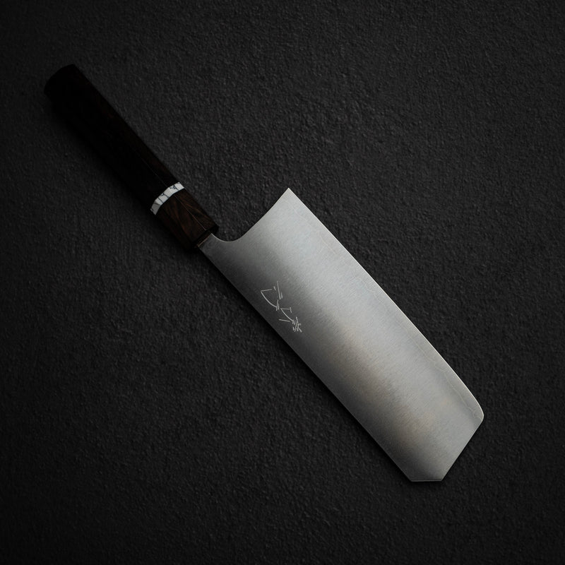 Shibata Koutetsu Chromax Boss Nakiri 175mm, Ebony White Ring Handle