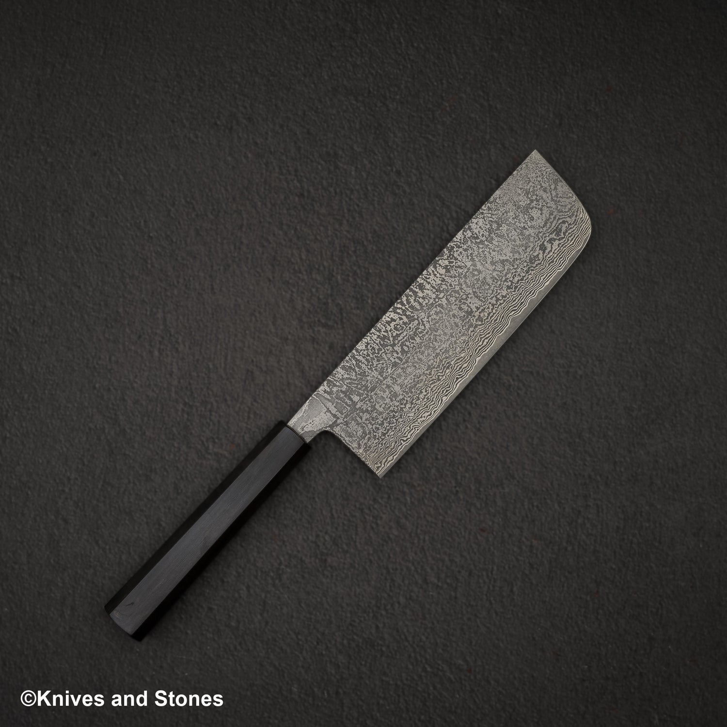 Shiro Kamo Kurokumo SG2 Black Damascus Nakiri 180mm Ebony