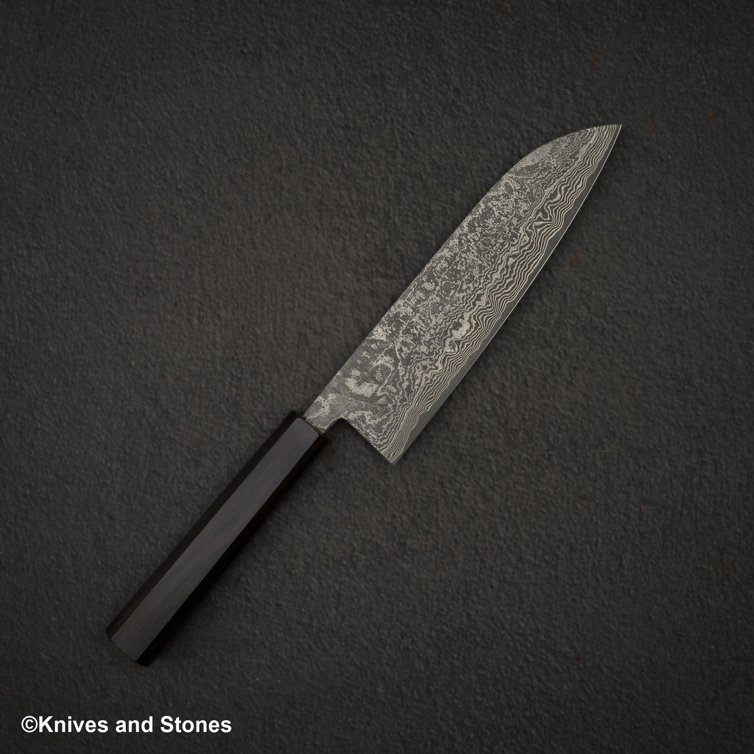 Shiro Kamo Kurokumo SG2 Black Damascus Santoku 170mm Ebony