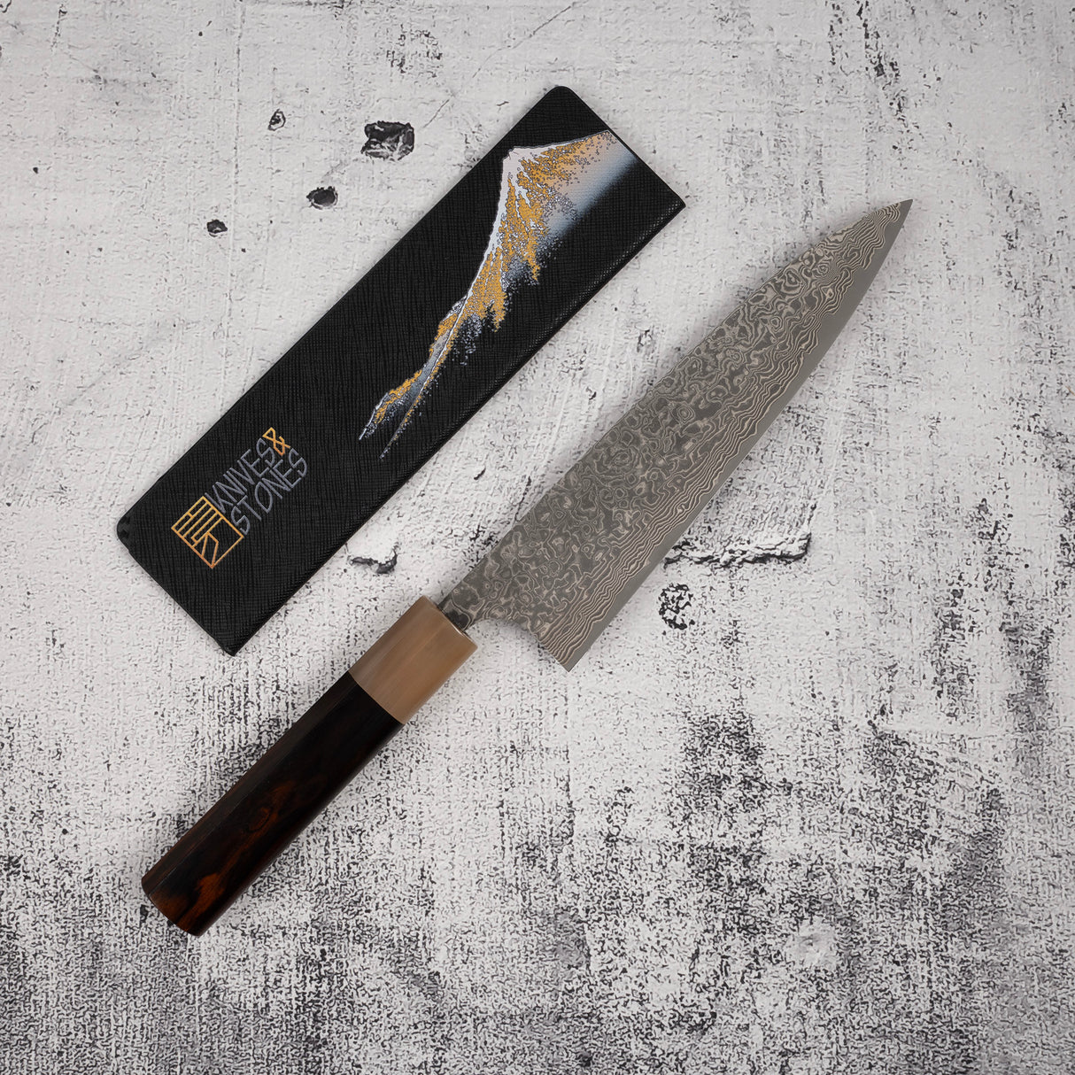 Takeshi Saji SG2 Black Damascus Gyuto 180mm Heart-shaped Ironwood Handle