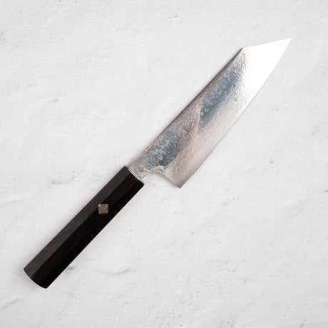 Takeshi Saji VG10 Rainbow Damascus Bunka 165mm Ebony Handle Mosaic Pin