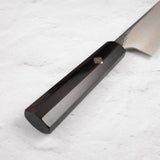 Takeshi Saji VG10 Rainbow Damascus Bunka 165mm Ebony Handle Mosaic Pin