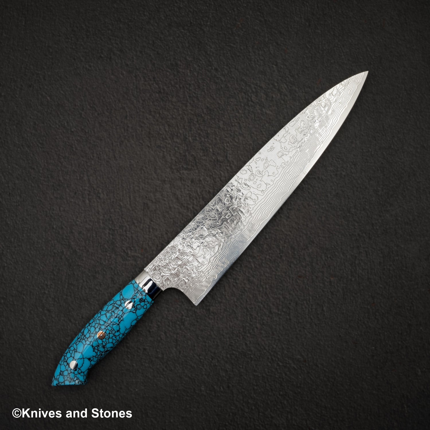 Takeshi Saji SG2 Diamond Damascus Gyuto 240mm Nomura Style Turquoise Handle