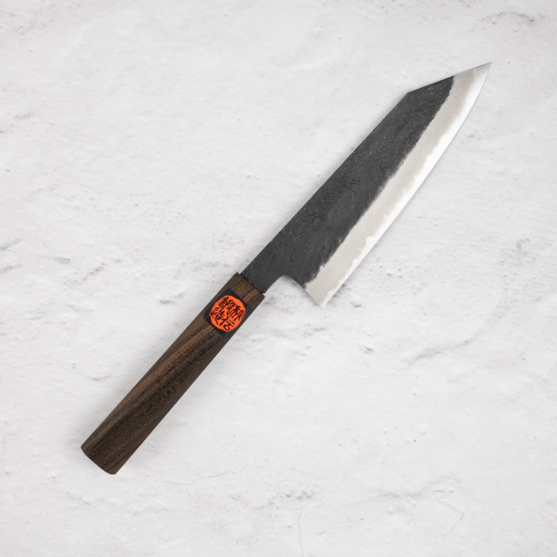 Tanaka Blue 2 Kurouchi Tsuchime Stainless Clad Bunka 165mm