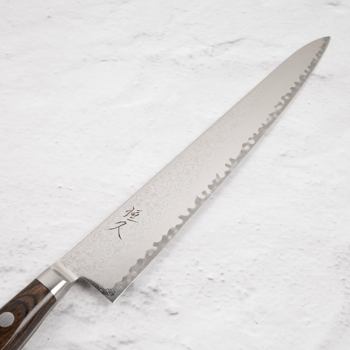 Tsunehisa AUS10 Damascus Sujihiki 240 mm Brown Handle