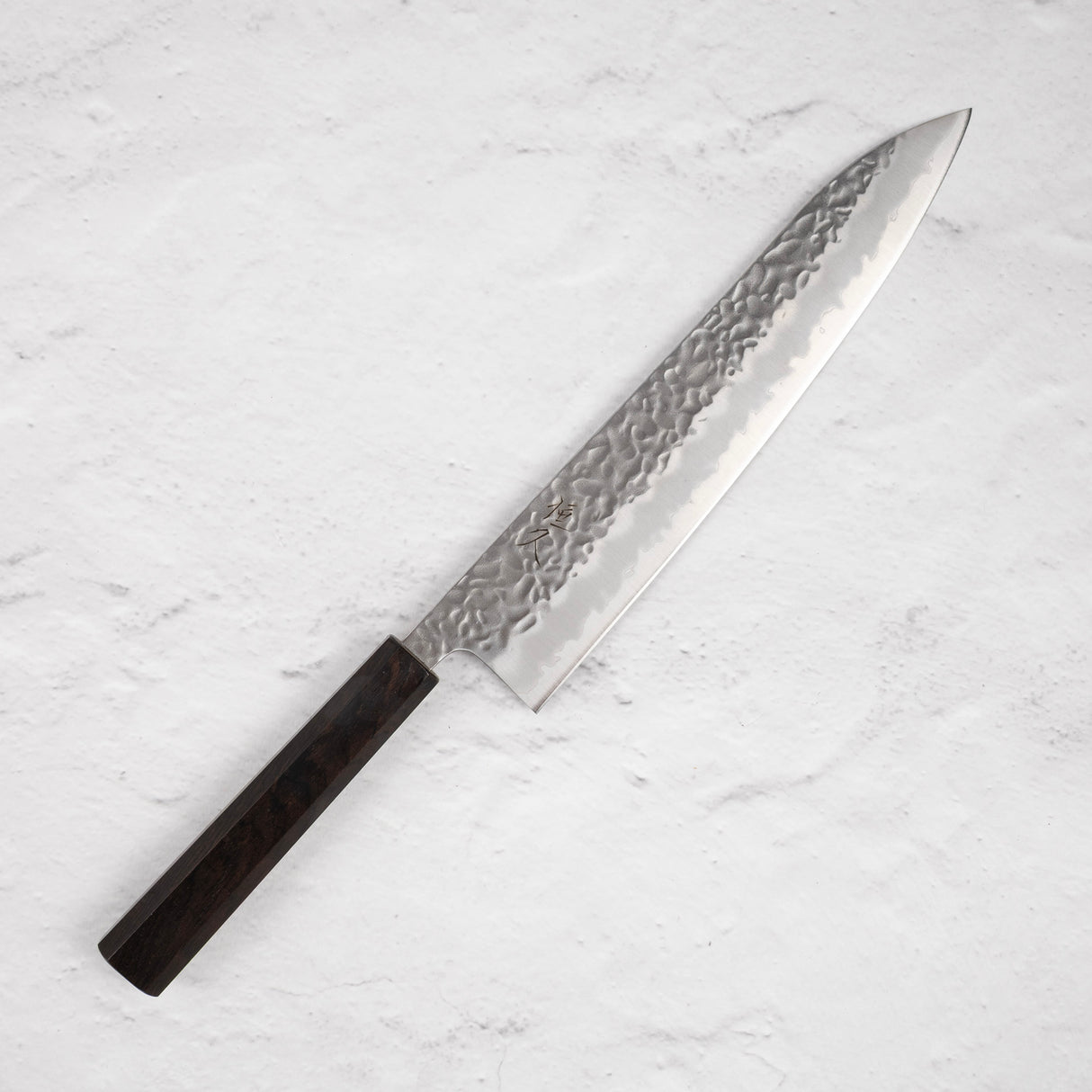 Tsunehisa White 1 不銹鋼包覆 Tsuchime Gyuto 240 毫米黑檀木手柄