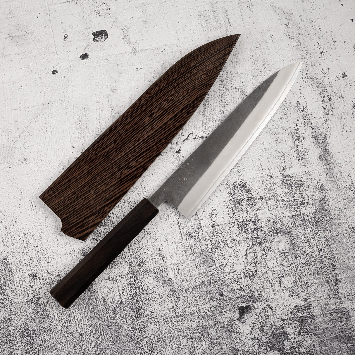 Hatsukokoro x Yoshikane White 2 Nashiji Gyuto 210mm 不鏽鋼包覆黑檀木手柄