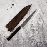 Hatsukokoro x Yoshikane White 2 Nashiji Gyuto 210mm 不鏽鋼包覆黑檀木手柄