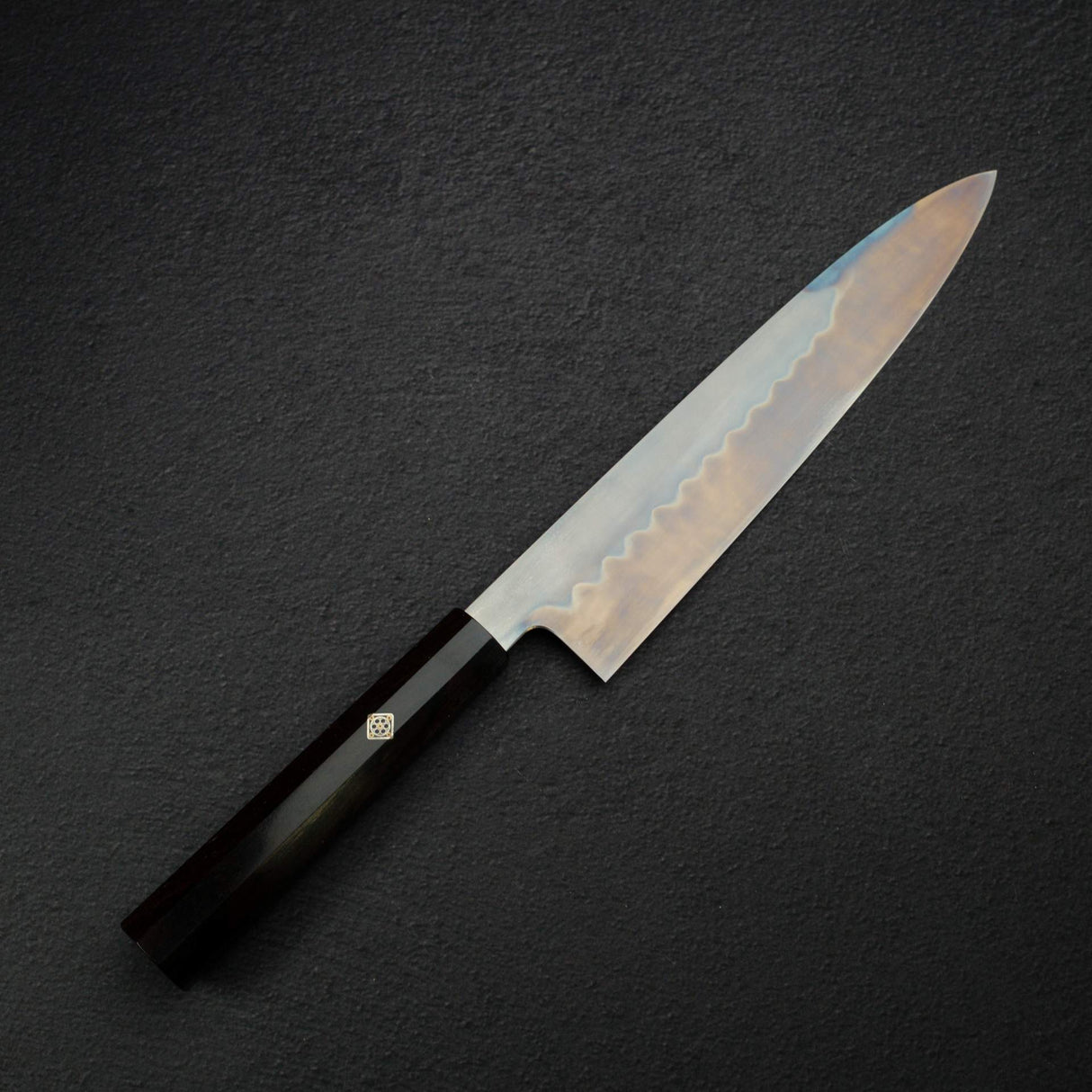 極品：池田美和白鋼一號水本燒返切付牛刀 240mm 黑檀木套組