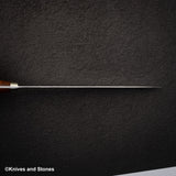 加藤佳美 SG2 Minamo Gyuto 210mm Amboyna Burl Western、Shikakkei Tsuchime
