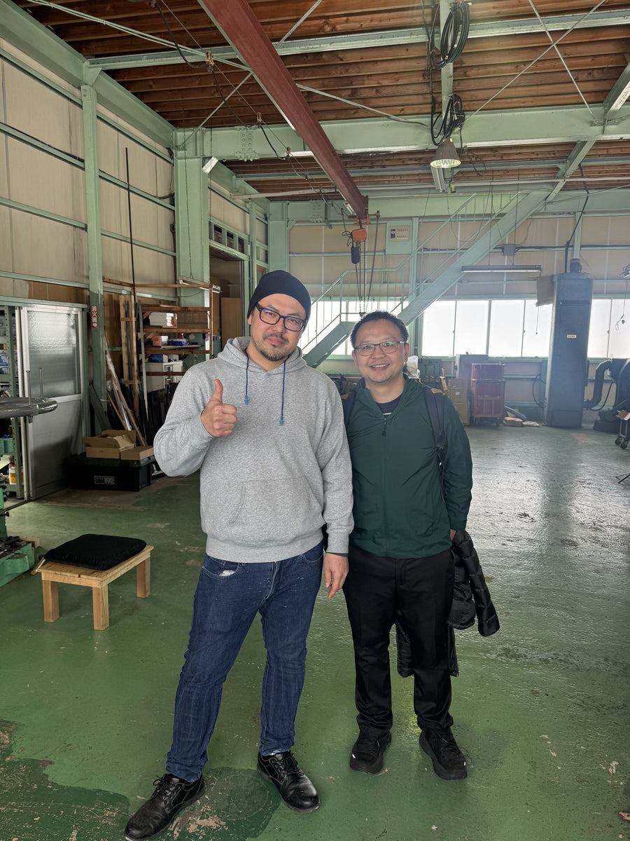 Kisuke Manaka and James Zhang at the Sanjo workshop, February 2026