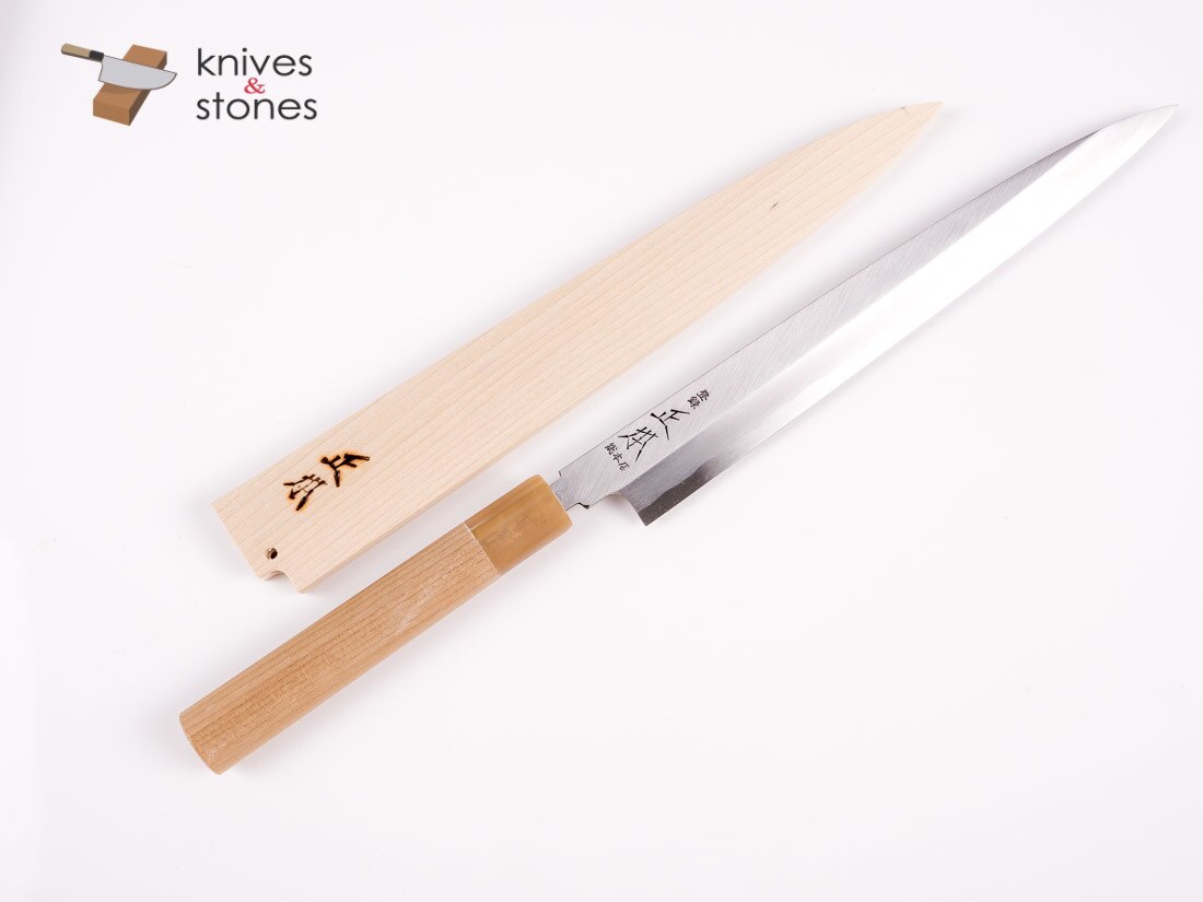 Masamoto Sohonten Aoko Hongasumi (KA, Blue 2) Yanagiba 270 mm 與 Saya