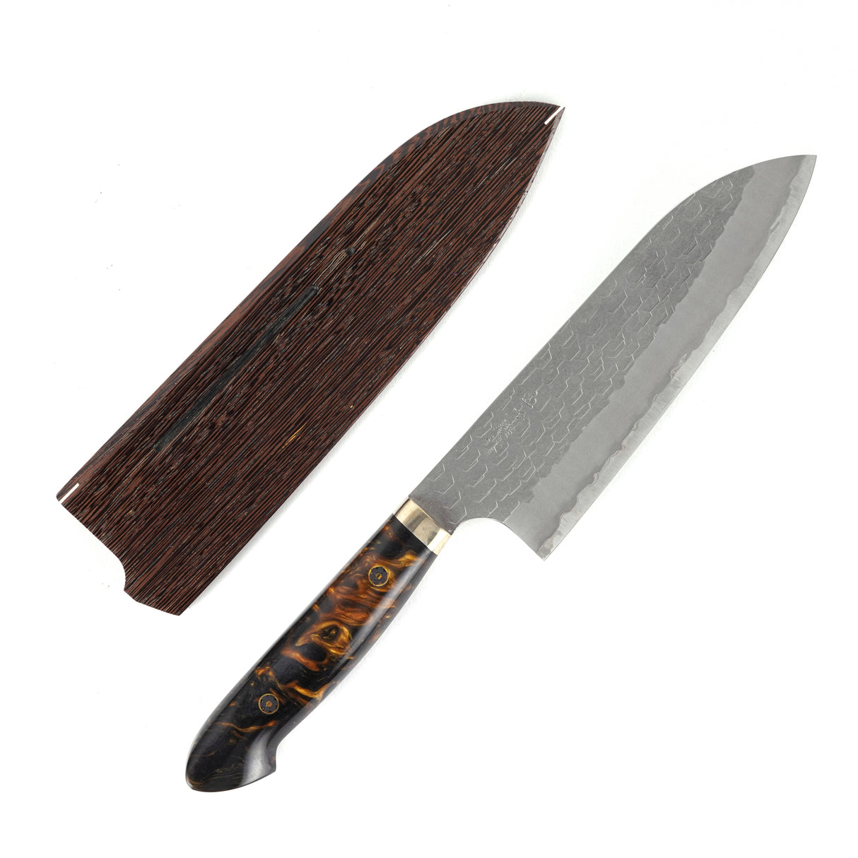 Nigara SG2 Matt Migaki Tsuchime Santoku 170mm 西式手柄，帶 Wenge Saya 