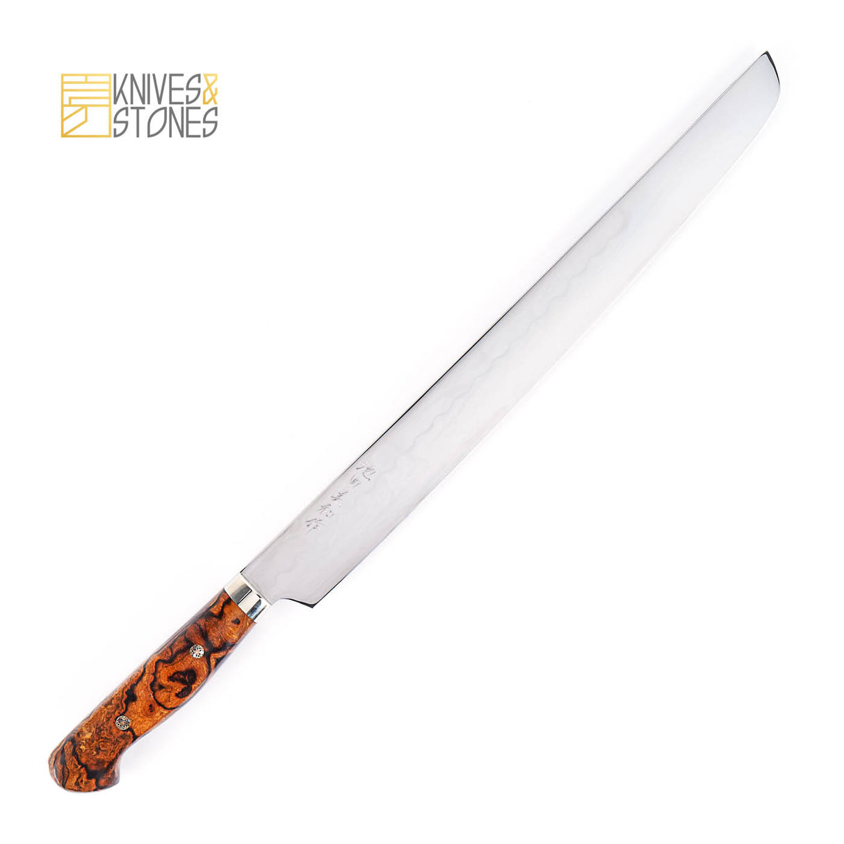 Yoshikazu Ikeda (池田美和) Honyaki Western Sakimaru Sujihiki 270mm 鐵木手柄